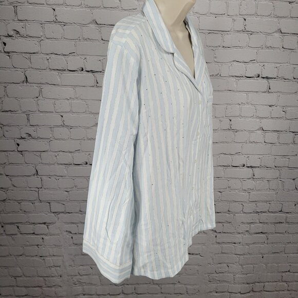 NWT Victoria's Secret White Blue Rhinestone Long Sleeve Pajama Top Large L - Picture 11 of 11